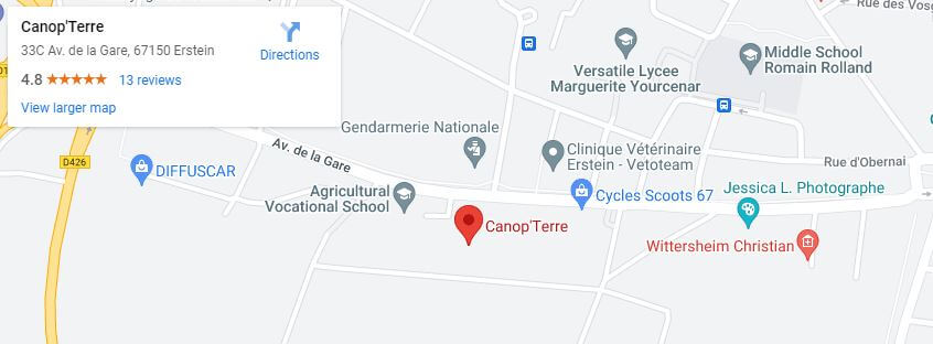 Carte google situant Canop'Terre